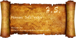 Havas Sándor névjegykártya